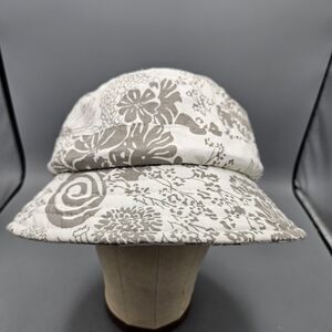 Women's Beige White Gray Floral Cotton Floppy Bucket Fisherman Hat Cap Sun